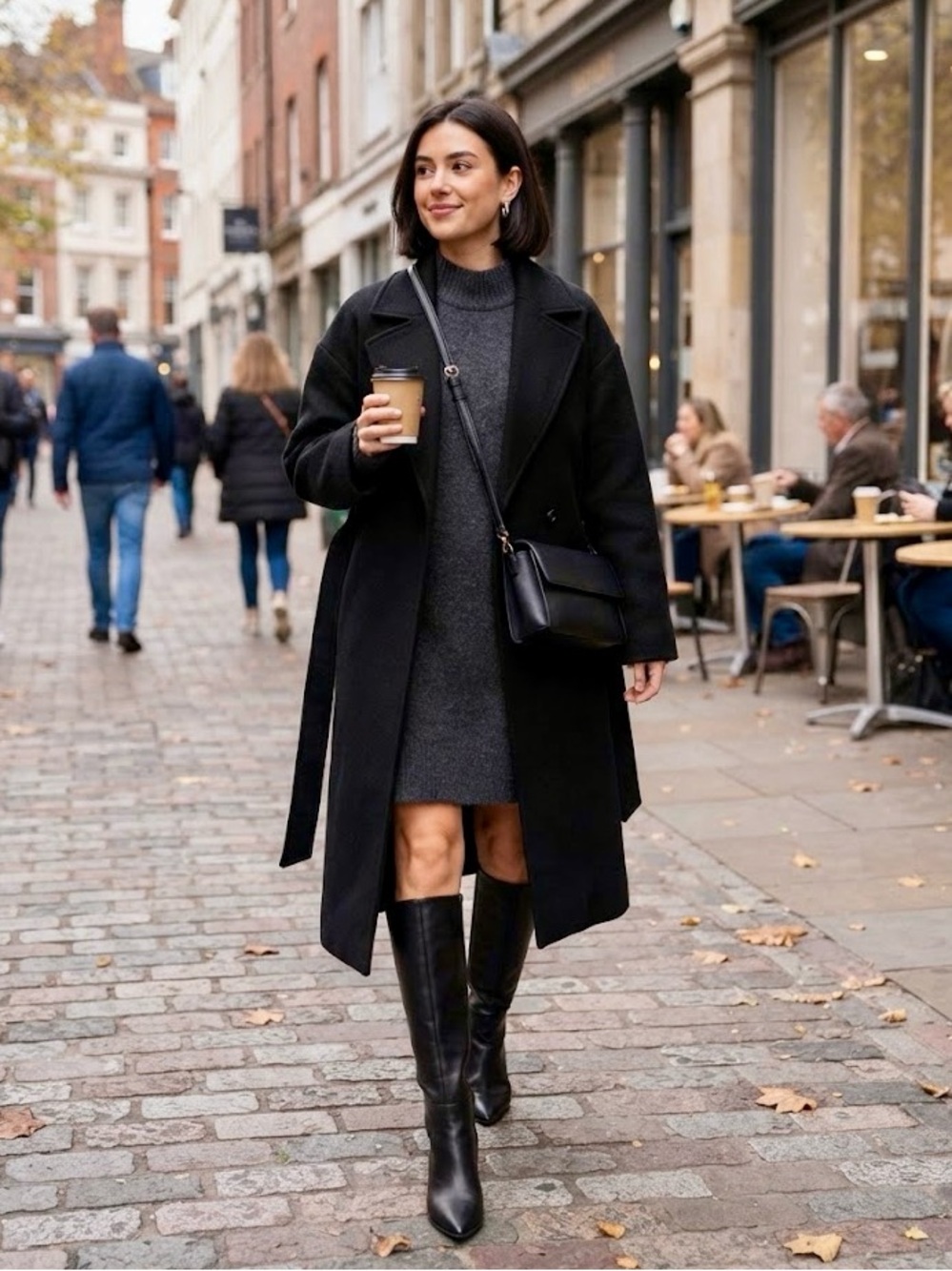 Zara Charcoal Long Sleeve Knit Dress